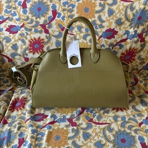 Italien Leather, Suede  Anna Paola Olive Satchel Bag NWT